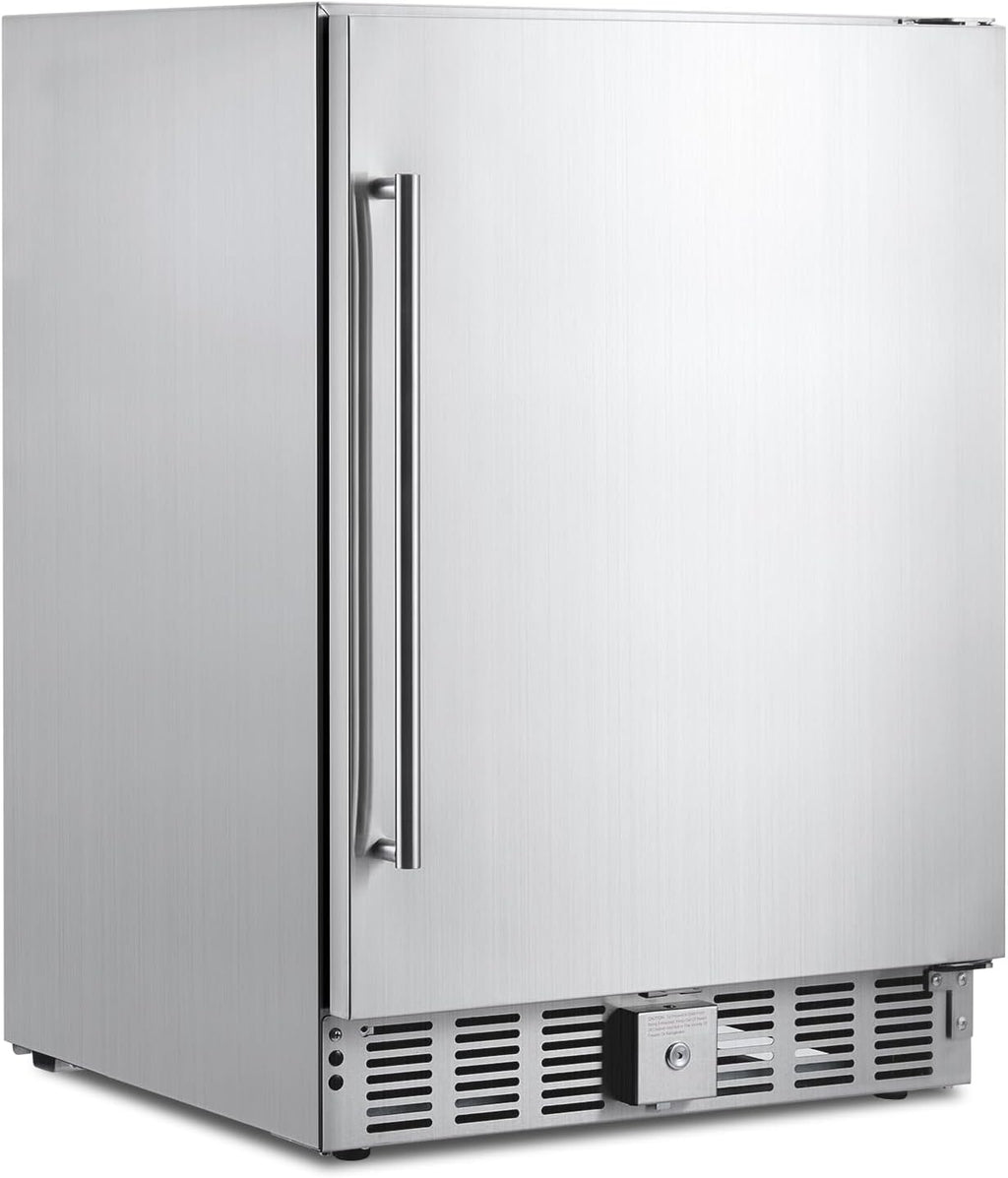 Garvee Beverage Fridge 24 Inch, Stainless Steel Under Counter Beverage Refrigerator 180 Capacity Freestanding Beer Drink Soda Cooler Fridges for Indoor Kitchen, Apart, Office, Home, Supermarket