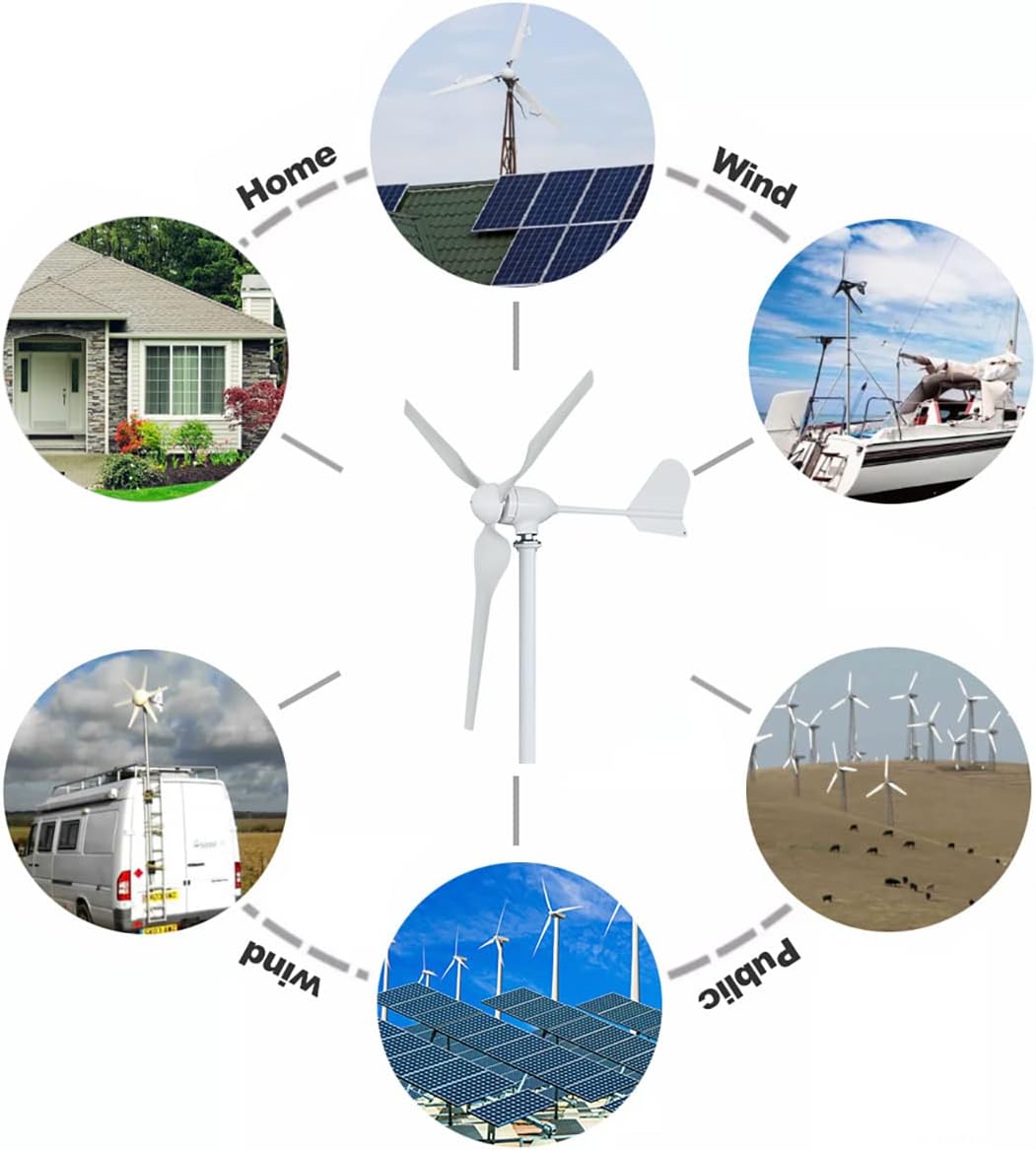 Wind Turbine 1000W 12V Horizontal Wind Generator Kits 3 Blades with MPPT Charge Controller Free Energy