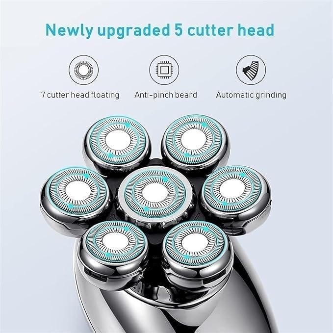 Electric Razor for Men's, 5 in 1 Electric Shaver for Men 7D Floating Cutter Head USB Rechargeable Rotary Shaver Smart Multifunctional Grooming Kit