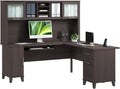 Bush Home 72-Inch L-Shaped Desk with Hutch, Corner Computer Office Desk with File and Box Drawers, Shelves and Storage Cabinet, Home Office Workstation, Somerset Collection, Storm Gray