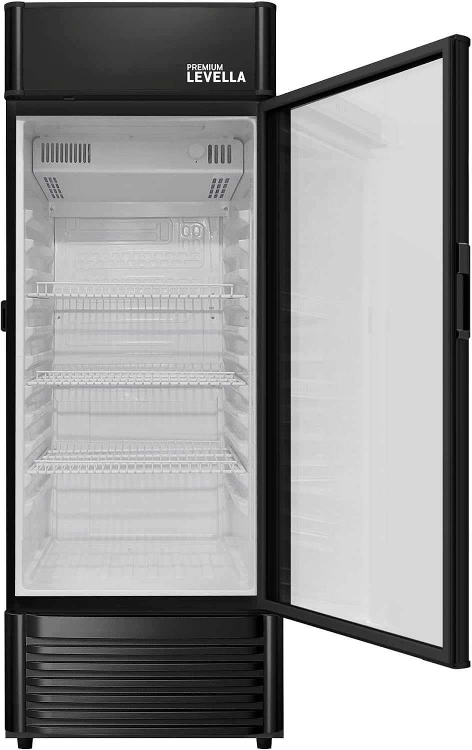 PremiumLevella PRF657DX Glass Door Display Refrigerator 6.5 cu ft Commercial Beverage Cooler Merchandiser With Customizable Lightbox
