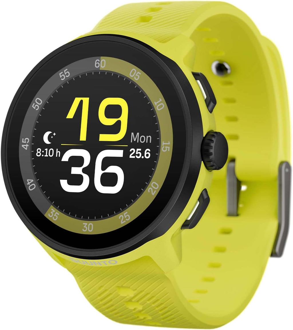 SUUNTO Run Running GPS Sports Watch with Silicone Strap, 1.32' AMOLED Touchscreen w/Crown Button, Wrist Heart-Rate & Sleep Health Tracking, Lime