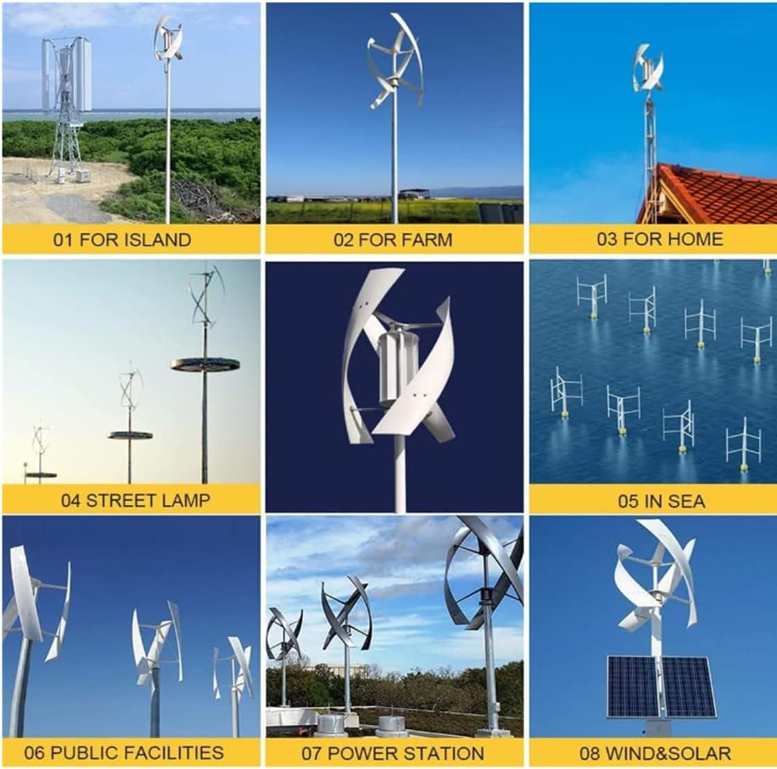 3000W Noiseless Vertical Wind Turbine - Portable 12V/24V/48V Energy Generator for Home with MPPT Controller - Efficient Renewable Power Solution