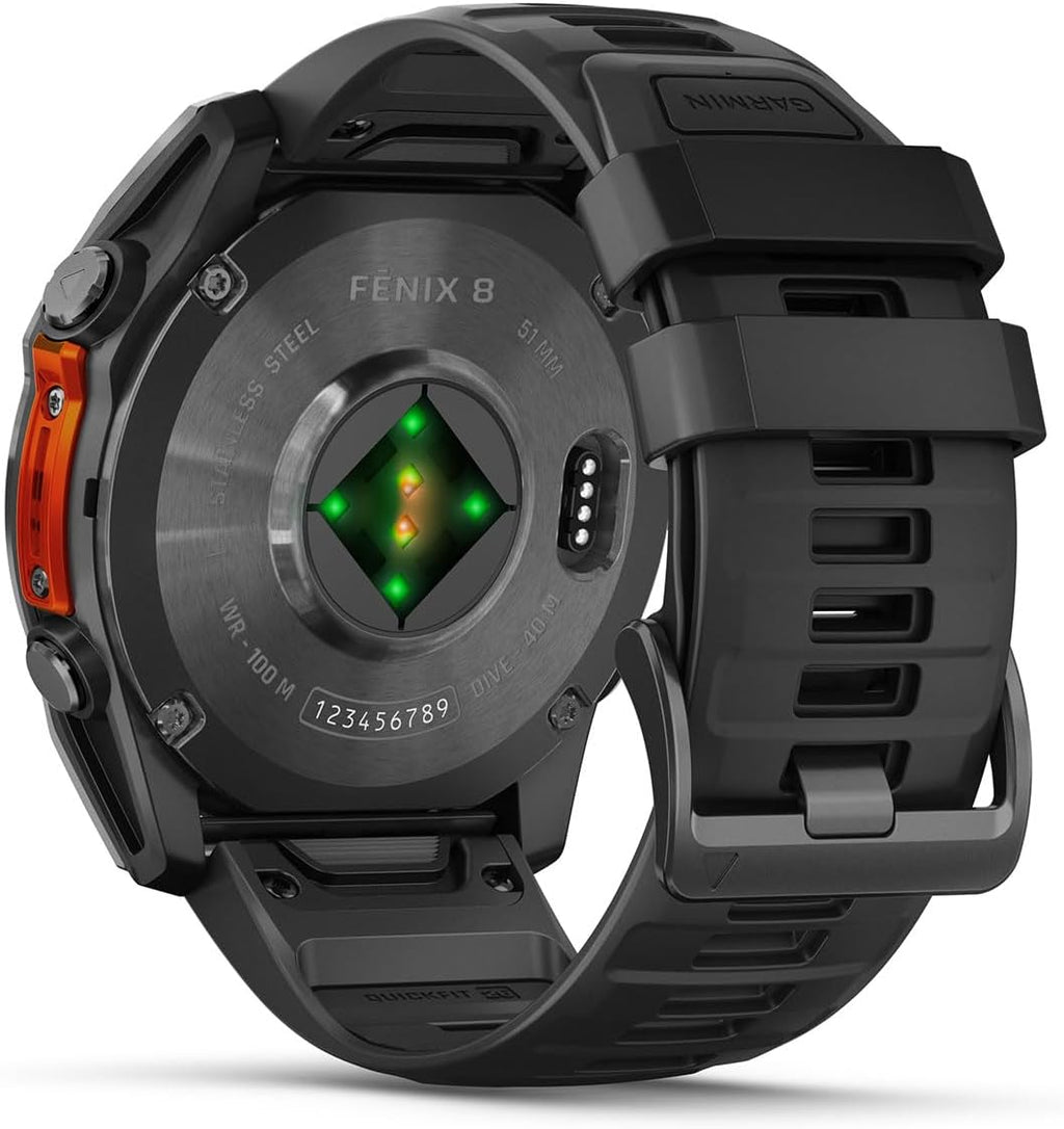 PlayBetter Garmin Fenix 8 AMOLED (51mm, Slate Gray/Black) Multisport GPS Smartwatch Bundle - 1.4' Touchscreen, Built-in LED Flashlight Wireless Running Earbuds