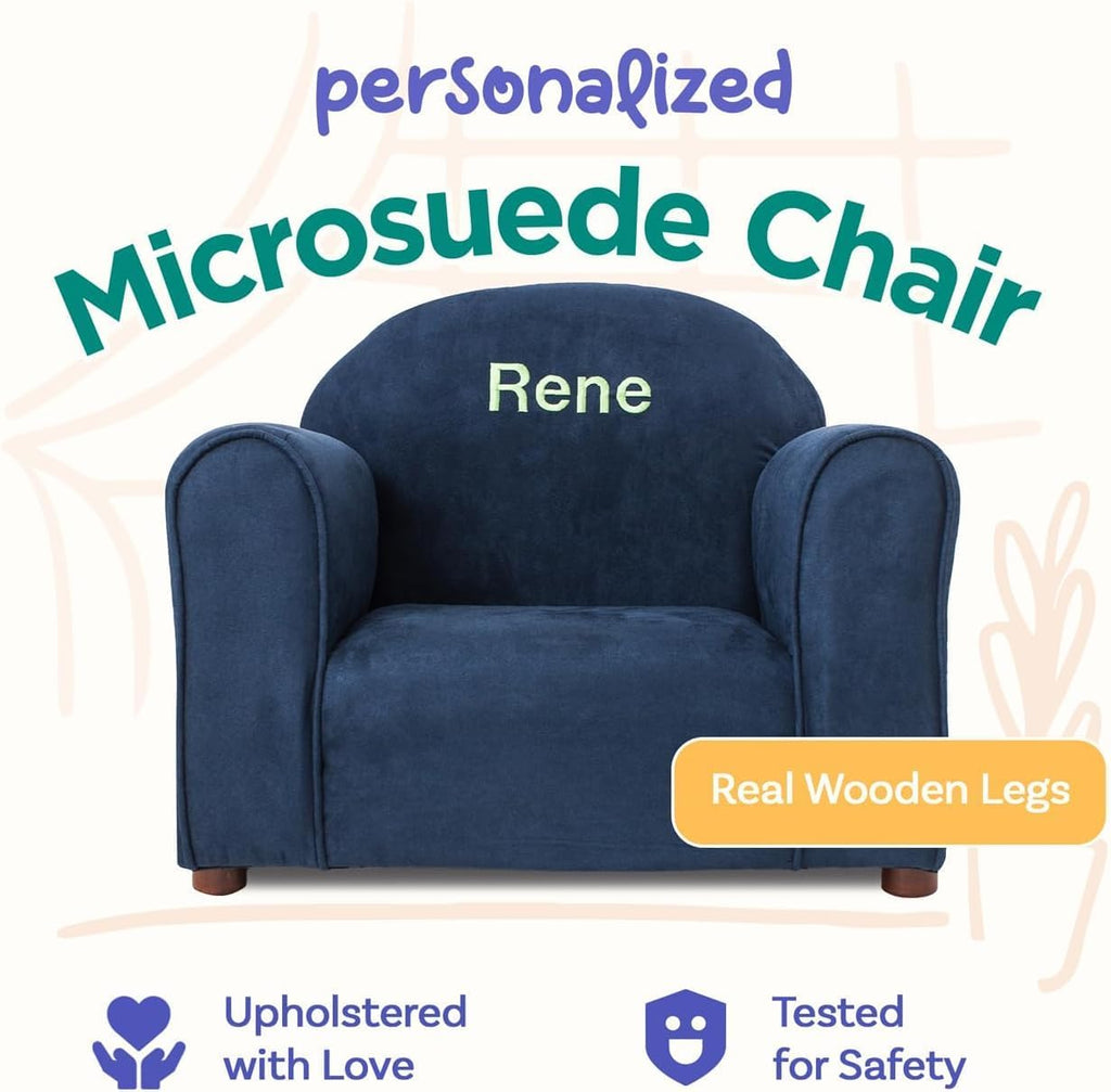 Keet Personalized Toddler Chair, Customize with Name, Soft Microsuede Upholstery, Embroidered Kids Armchair, Sturdy Wooden Frame, Easy to Clean, Ages 2–5, Gift-Ready Toddler Chair for Playrooms.