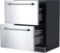 Garvee 24 in Outdoor Drawer Fridge, Counter Double Drawer Beverage Refrigerator, 5.2 Cu.Ft. Weather Proof Stainless Steel Built-in Fridge for Residential Commercial Use Black