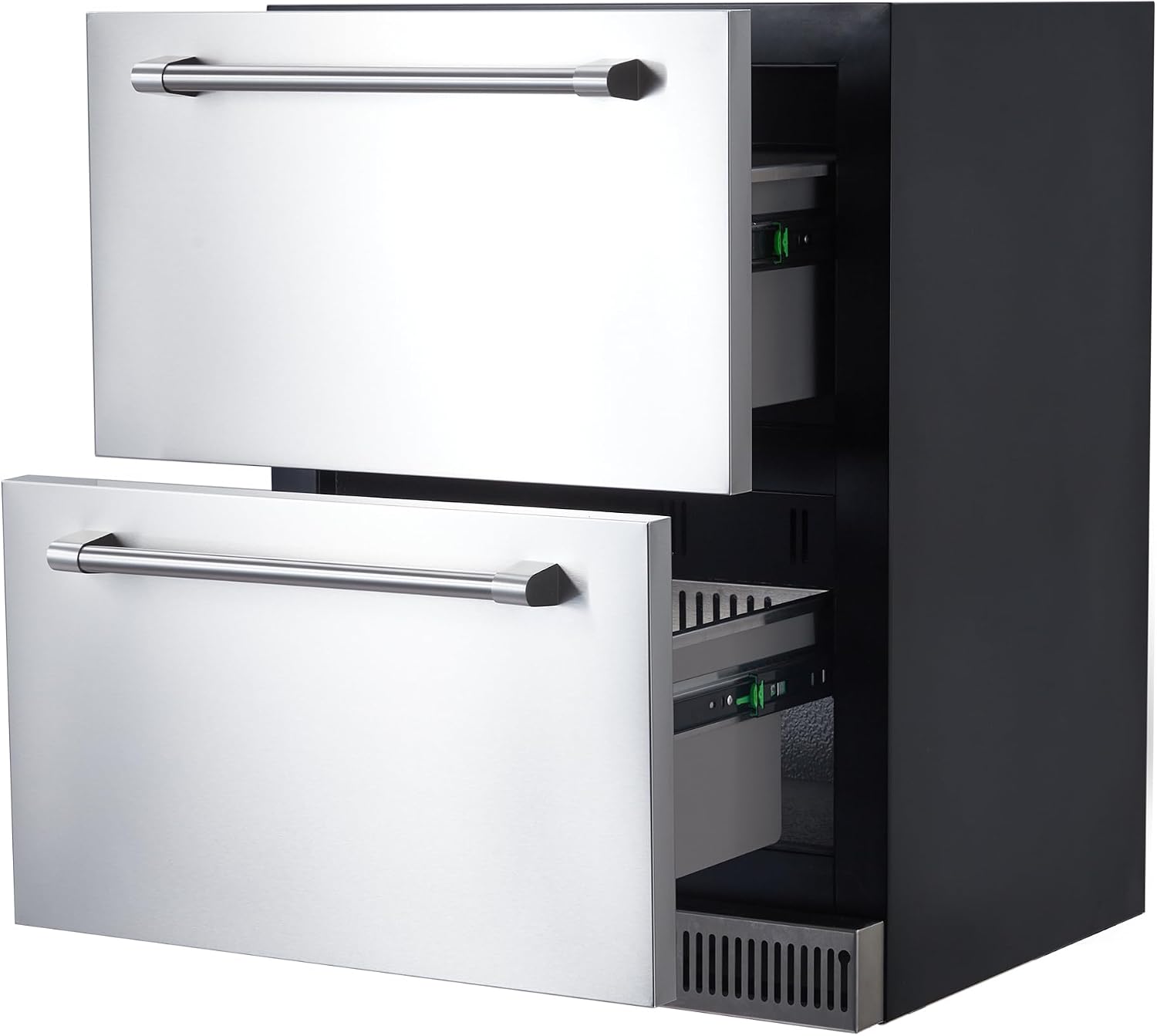 Garvee 24 in Outdoor Drawer Fridge, Counter Double Drawer Beverage Refrigerator, 5.2 Cu.Ft. Weather Proof Stainless Steel Built-in Fridge for Residential Commercial Use Black