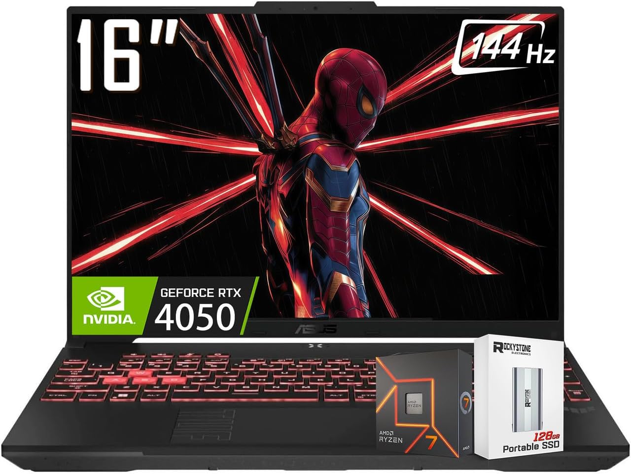 ASUS TUF A16 Gaming Laptop, 16' WUXGA 144Hz 16:10 Display, AMD R7-7445HS(>Intel i7-13700), NVIDIA RTX 4050, 32GB DDR5 RAM, 2 TB PCIE SSD, Backlit KB, AI Noise-Cancellation, W/128GB PSD, Win 11 H