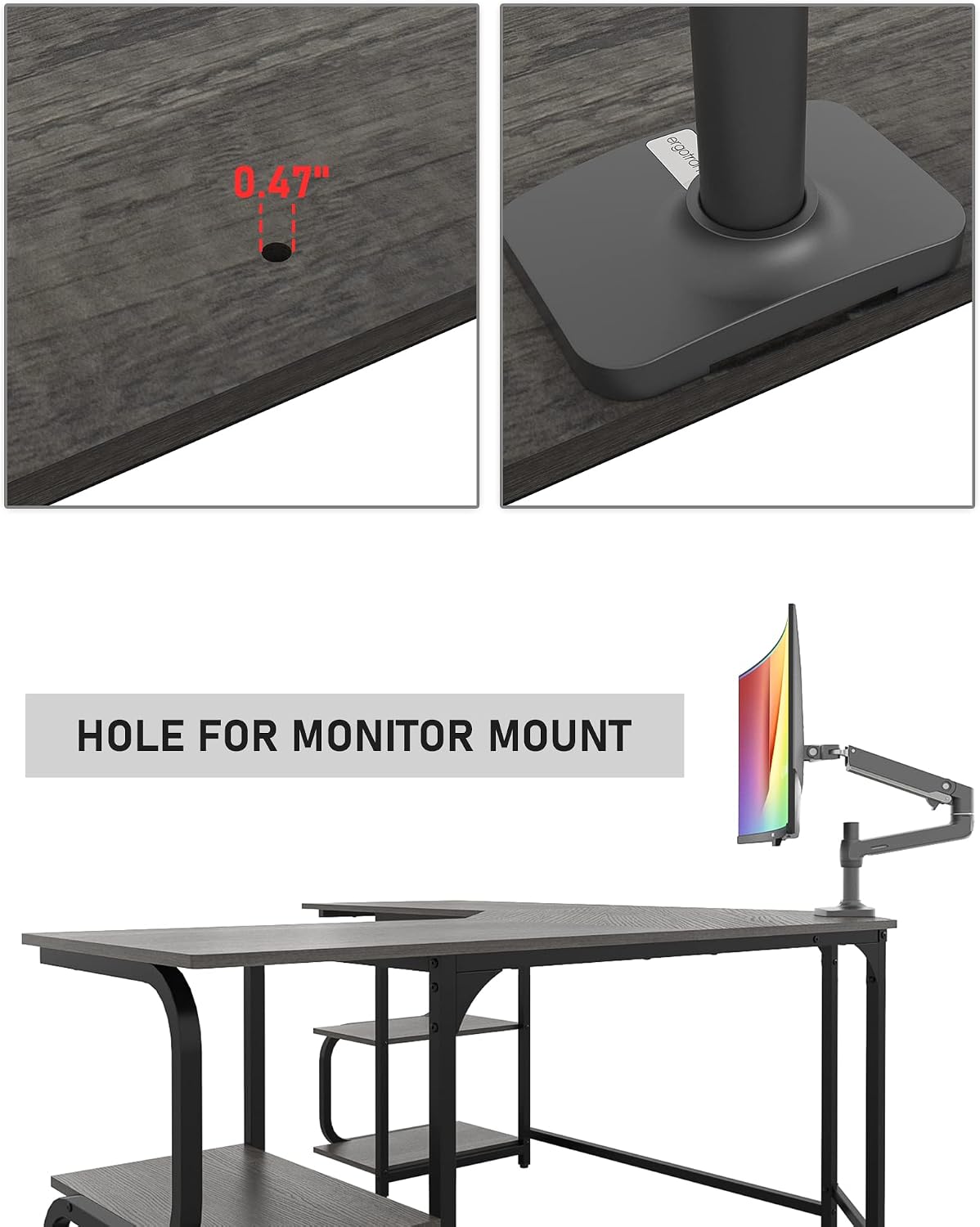 Teraves Modern L Shaped Desk with Shelves,64.84' Gaming Computer Desk for Home Office,Corner Desk with Desktop (Black Oak+Black Frame, Large+4 Tier Shelves)