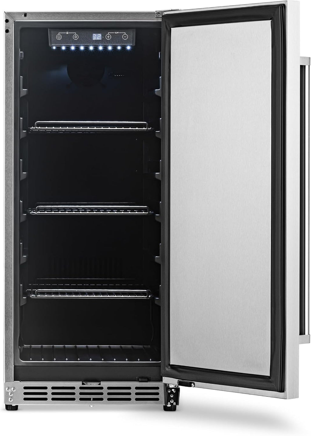 NewAir 15' Commercial Built-in or Under Counter Refrigerator | 3.2 Cu. Ft. Weatherproof Outdoor Fridge for Patio, Indoor & Commercial Use | Stainless Steel