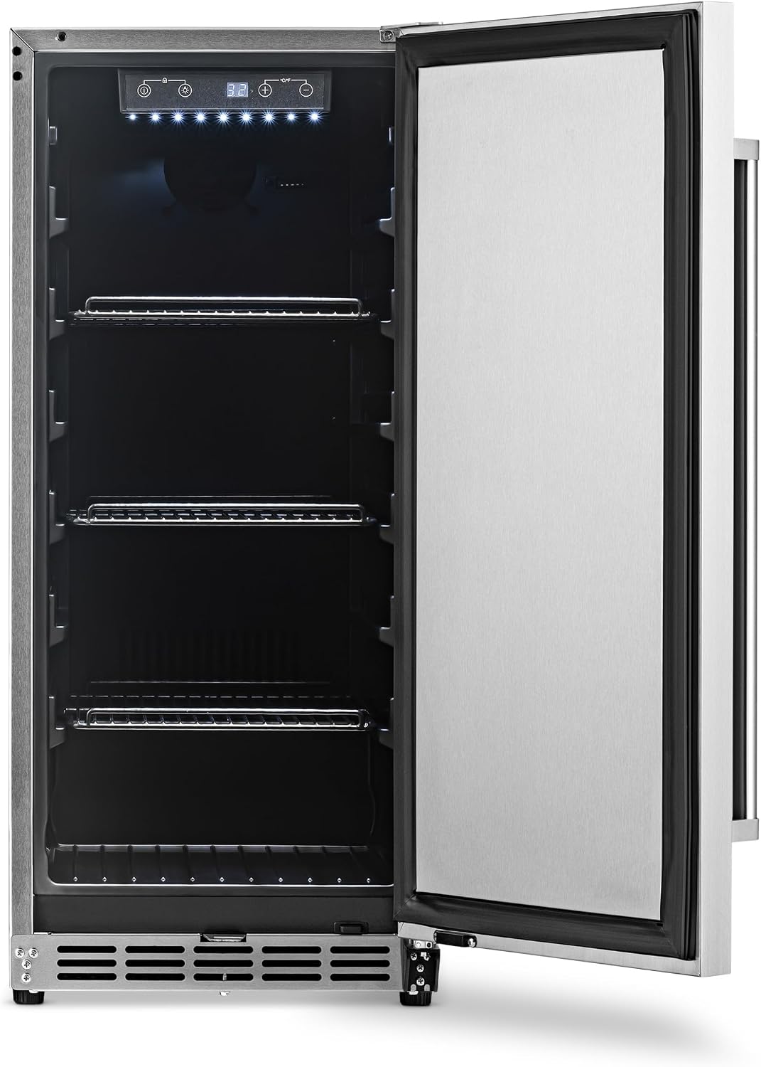 NewAir 15' Commercial Built-in or Under Counter Refrigerator | 3.2 Cu. Ft. Weatherproof Outdoor Fridge for Patio, Indoor & Commercial Use | Stainless Steel