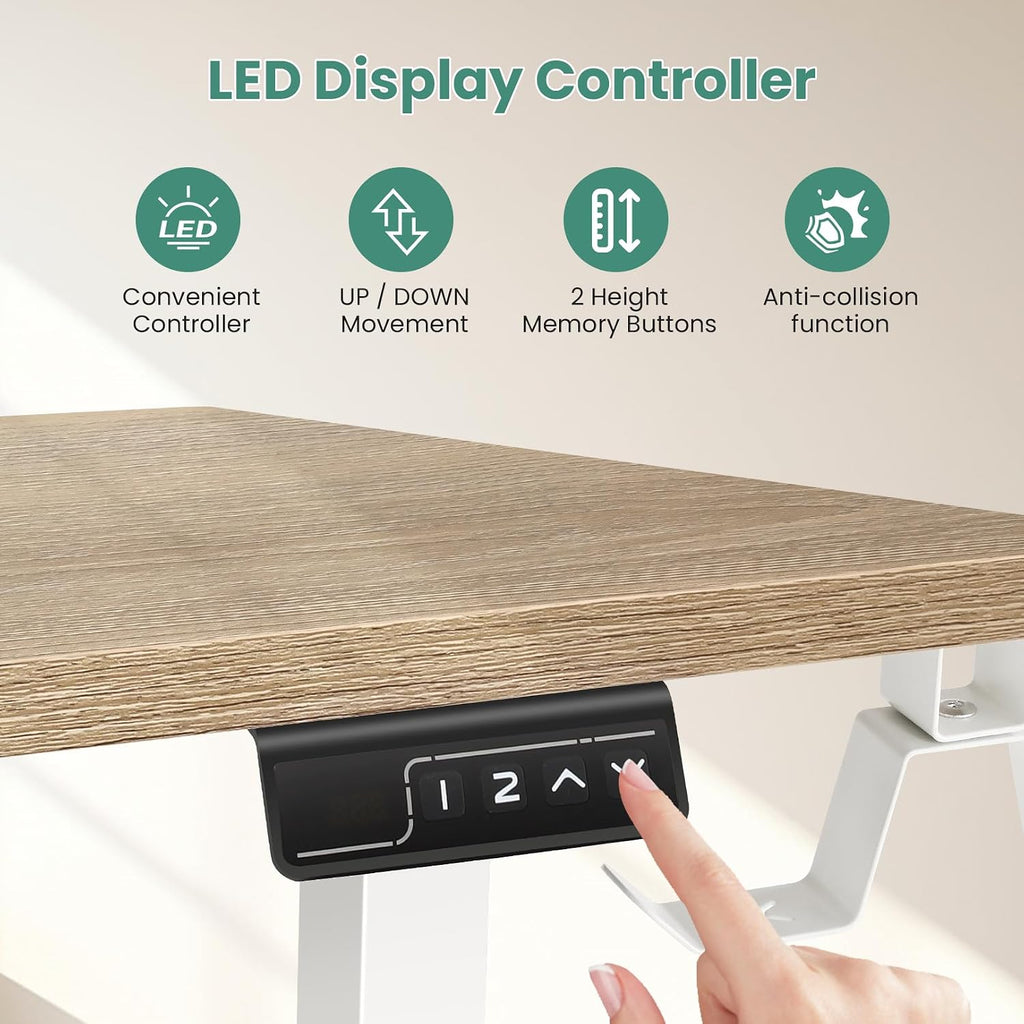 63' L Shaped Standing Desk,Electric Height Adjustable Corner Stand Up Desk, Ergonomic Sit Stand Home Office Computer Desk with Splice Board (Oak)