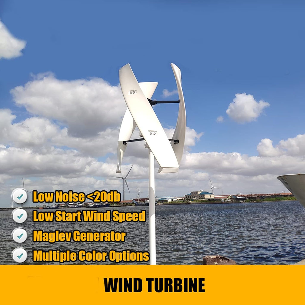 White Vertical Wind Turbines Generator,3000W with Controller Vertical Axis Wind Turbine for Home Wind (12V 24V 48V 220V Optional)