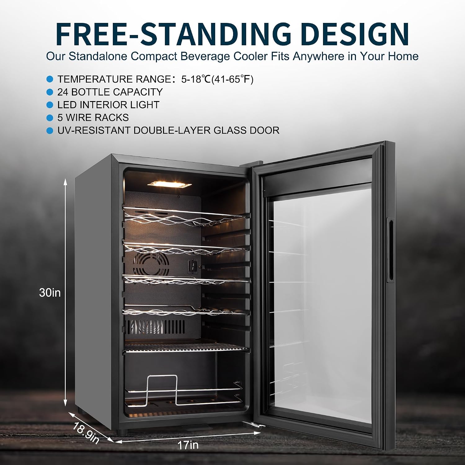 24 Bottles Wine Cooler Refrigerator, Small Wine Fridge Mini Wine Fridge Countertop with Glass Door Wine Cellars for Red Wine, Champagne, Dry White Wine, Sparkling Wines