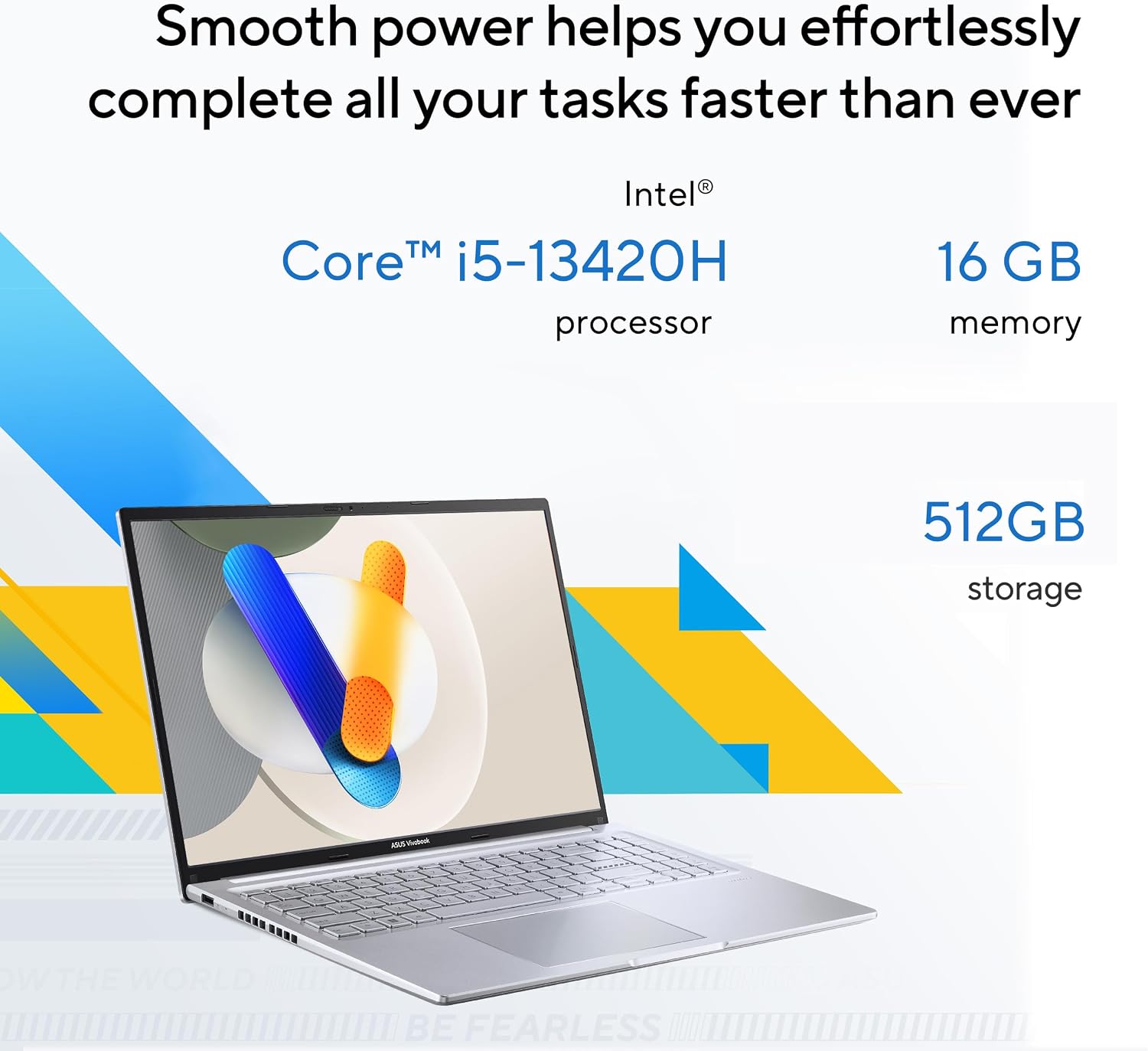 ASUS Vivobook 16 Laptop, 16' WUXGA 60Hz Display, Intel Core i5-13420H, Intel Iris Xᵉ Graphics, 16GB Memory, 512GB Storage, Windows 11, Cool Silver, F1605VA-ES56