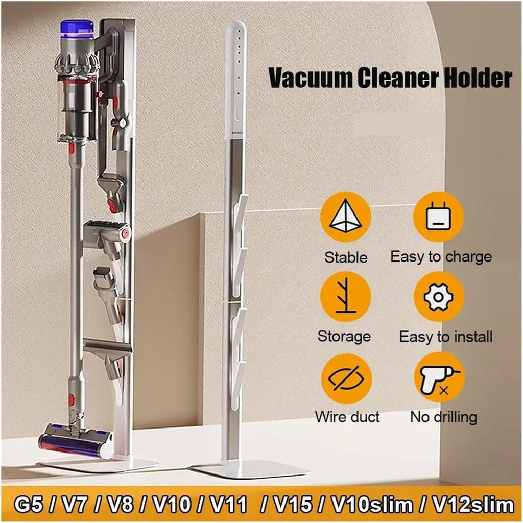 Aluminum Vacuum Cleaner Stand, Compatible For Dyson V10 V11 V15 V12 Slim G5 - No Punching Storage Bracket With Accessories Holder | Heavy-Duty Support Rack