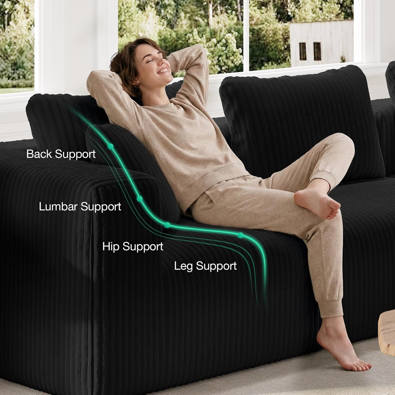 Novilla 141' Modular Sectional Sofa, Modern Cloud Sectional Couch with Smarts Coil® Support, U-Shape Boneless Couch for Living Room Apartments Bedroom, No Assembly Required (4 Seat w/ 2 Ottoman)