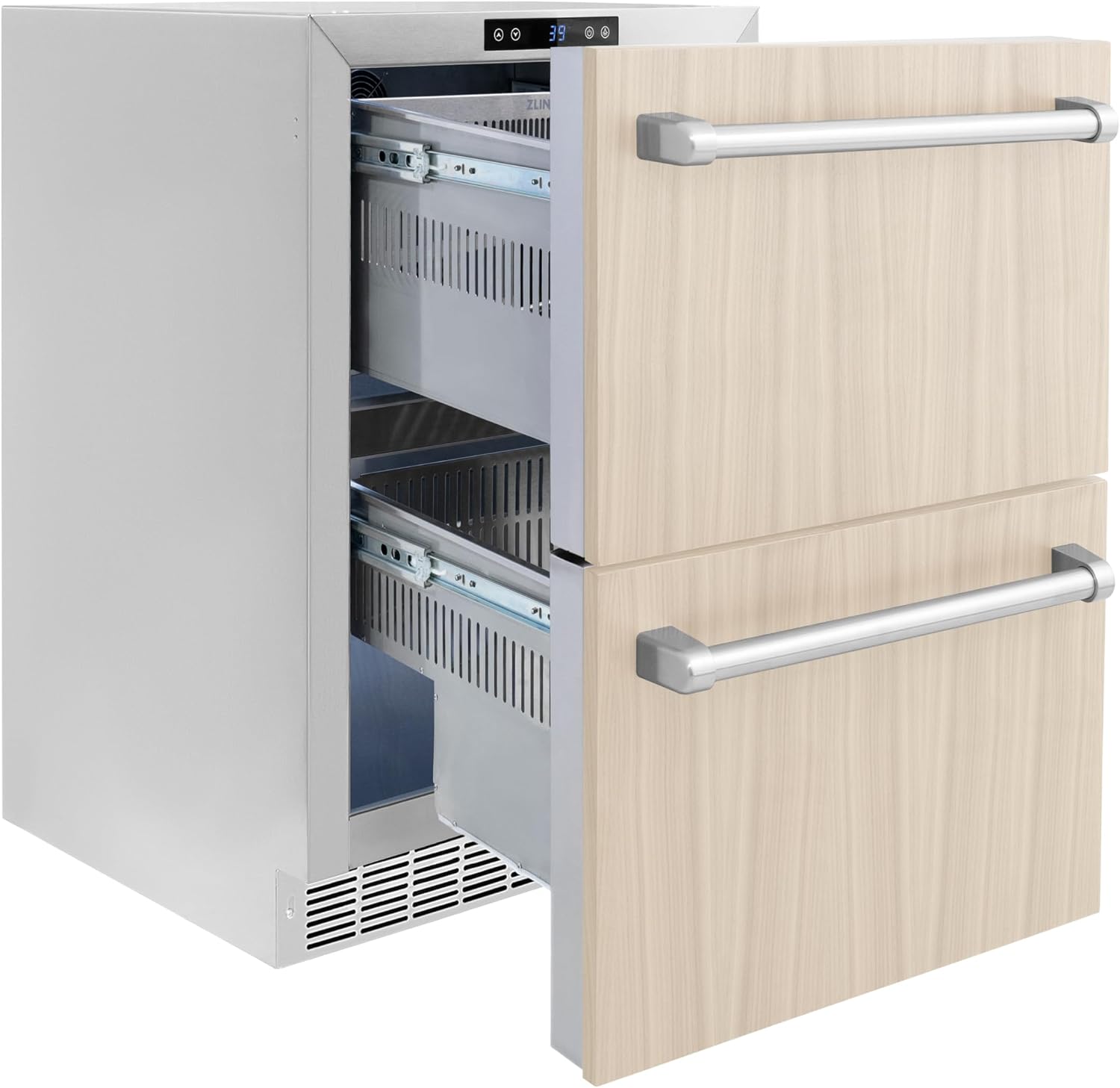Z Line Kitchen and Bath ZLINE 24 in. Touchstone 168 Can Outdoor-Rated Dual Refrigerator Drawer with Panel-Ready Doors (RDSPO-24)