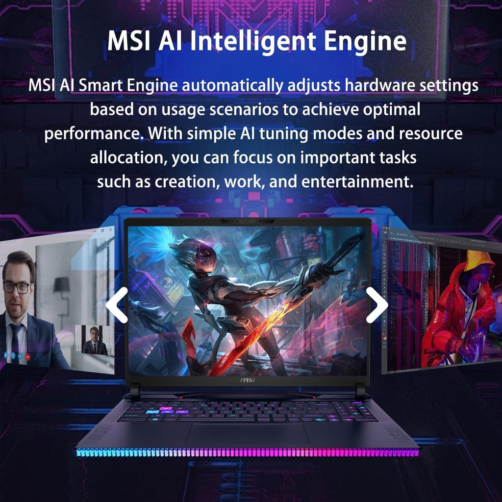 msi GE68HX Raider Gaming Laptop, GeForce RTX 4070, 16' FHD+ 144Hz Display, 14th Gen Intel Core i9-14900HX(up to 5.8GHz,24-Core), Win11 Pro, Backlit KB, Wi-Fi 7, 64GB DDR5 RAM, 1TB SSD