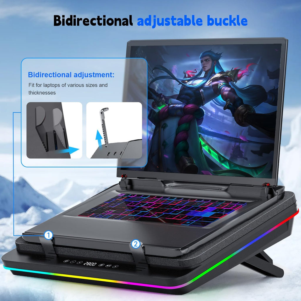IETS GT600 RGB Laptop Cooling Pad Equipped with Gigantic Turbo-Fan（5.5inch Diameter）,Sealed Foam for Rapid Cooling Gaming Laptop,14.1-19.3 inch Laptop Cooler with 3-Port USB Hub,Dust Filter
