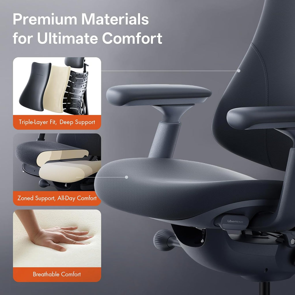 LiberNovo Dynamic Ergonomic Office Chair - Comfy Adjustable Desk Chair with Adaptive Lumbar Support, 160° Recline & Built-in Spine Stretch for Back Comfort, Home Office Long Hours Use, Green+48cm