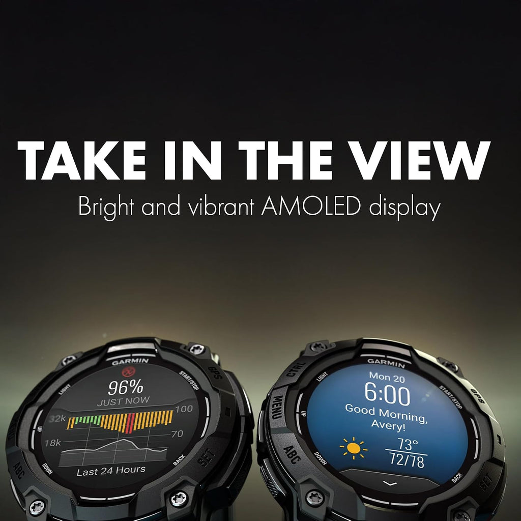 Garmin Instinct 3 Solar Rugged GPS Smartwatch, 50 mm Case, Unlimited Battery with Solar Charging, Multi-Band GPS, Built-in Flashlight, Whitestone with Black/Bolt Blue Band (Supernova Collection)