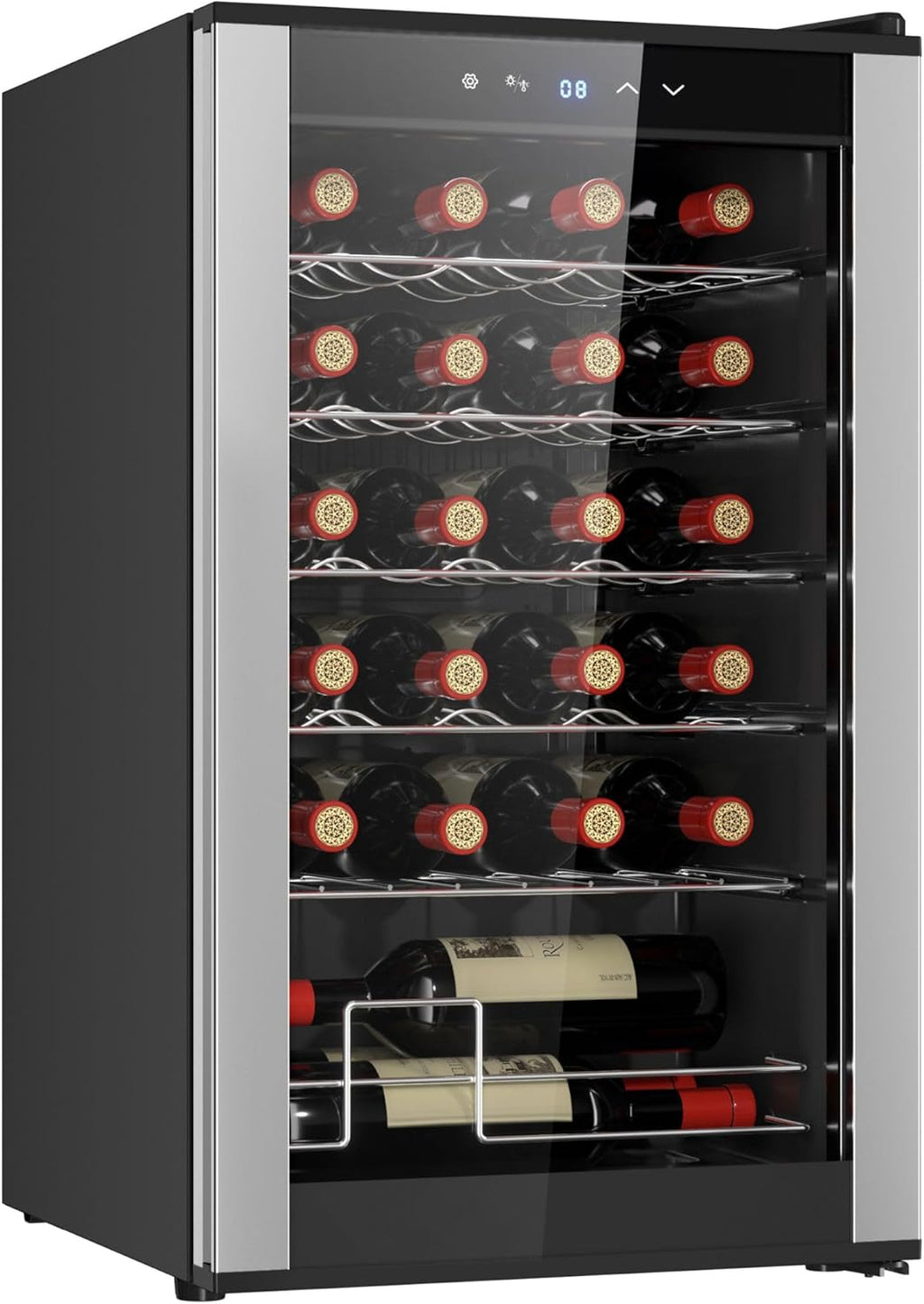 Koolatron 24 Bottle Wine Cooler Black Compressor Wine Fridge | 2.4 cu ft (68 L) Freestanding Wine Cellar | Red White & Sparkling Wine Storage | UV-Blocking Glass | Home Bar Kitchen Apartment Condo