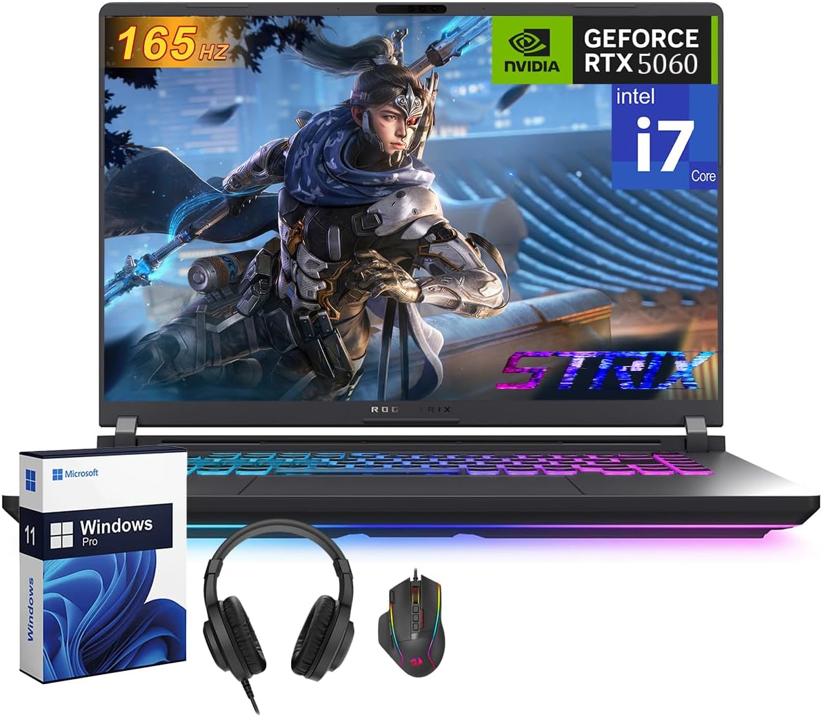 ASUS ROG Strix G16 Gaming Laptop, NVIDIA RTX 5060, Intel i7-14650HX, 16 inch 1920x1200 FHD+ 165Hz 3ms, WiFi 7, Dolby Atmos, Hires Audio, HD+ Cam, 32 GB DDR5, 2 TB SSD, Windows 11 Pro, Accessories