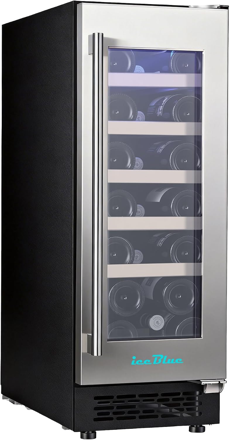 Iceblue Wine Fridge, 20 Bottles Wine Cooler Refrigerator, 41℉-72℉ Adjust Temperature Mini Fridge, Built-in Wine Refrigerator, Freestanding Beverage Refrigerator for Home, Office, Bar, Gift (Silver)