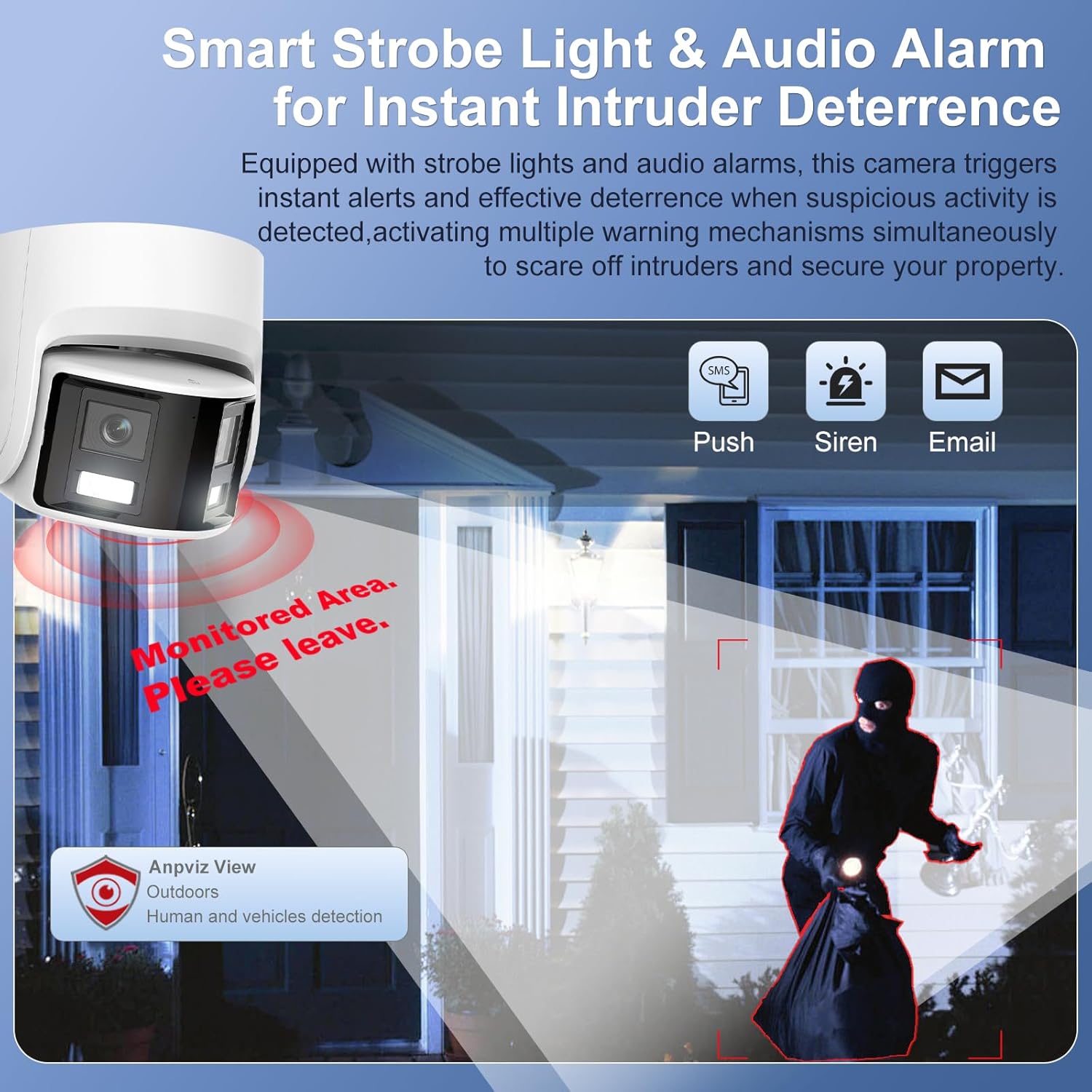 Anpviz 4K/8MP PoE Dual Lens Security Camera Outdoor 180 Degree Wide Angle,180° Panoramic IP Wired Camera with Human/Vehicle Detection, Two-Way Talk, Built-in Micro SD Card Slot, IP67Metal（H Series）
