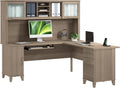 Bush Home 72-Inch L-Shaped Desk with Hutch, Corner Computer Office Desk with File and Box Drawers, Shelves and Storage Cabinet, Home Office Workstation, Somerset Collection, Ash Gray