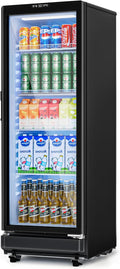 7 Cu.Ft Commercial Refrigerators, Display Fridge with Locking, Key & LED, Outdoor Beverage Refrigerator with Double-Tempered Glass Door, Beverage Cooler for Bar, Office, Restaurant