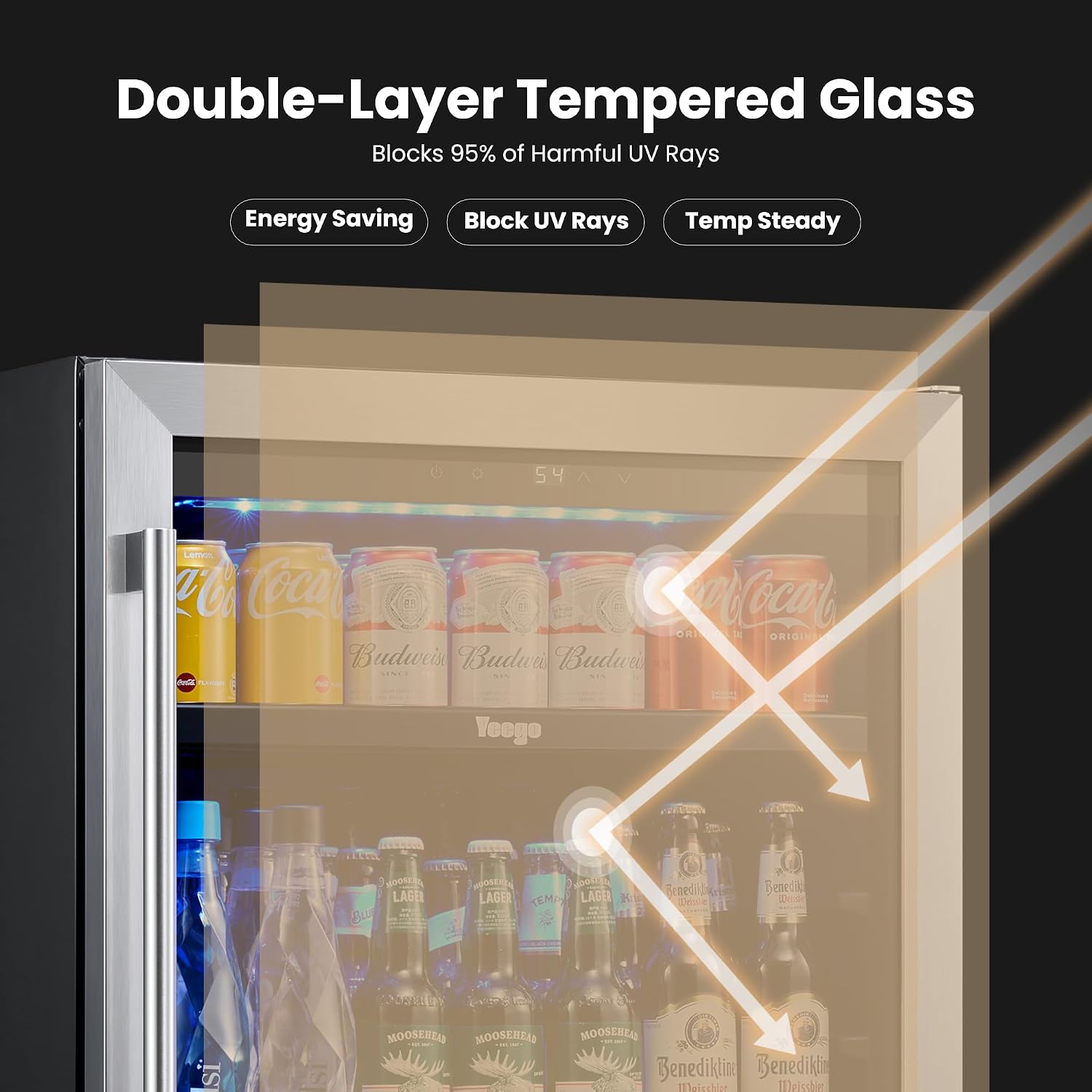 Yeego 24-Inch Built-In Beverage Refrigerator (2 Pack) - Large Capacity Drink Cooler with Glass Door, Auto Defrost Beverage & Wine Fridge for Cans and Bottles, Under Counter & Freestanding