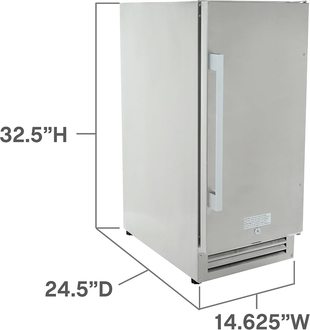 Beverage Refrigerator for Built-In or Freestanding and Indoor or Outdoor Use, Stainless Steel Construction with Reversible Door Drink Fridge Holds 96 Cans, 2.9-Cu.Ft., Metallic