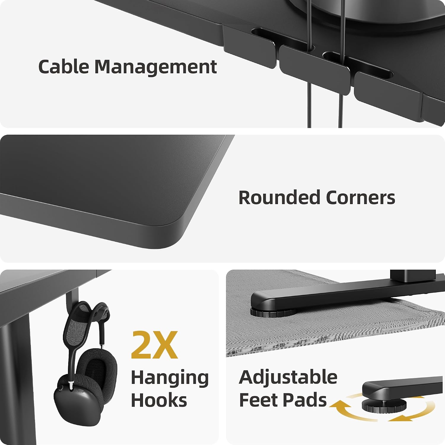INNOVAR Electric Standing Desk, Adjustable Height Stand up Desks, 63 x 24 Inches Sit Stand up Desk for Home Office Computing, 3-Preset Memory Height Ergonomic Rising Desks, Black
