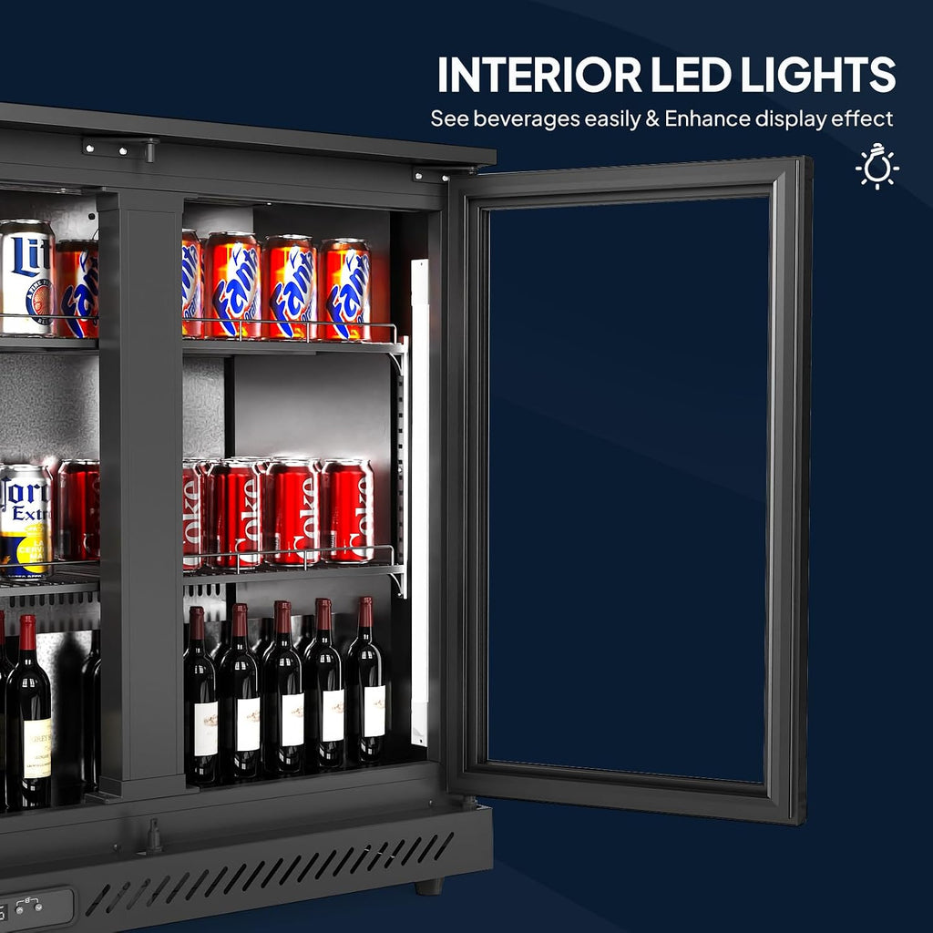 ROVSUN 11.4 Cu.Ft Commercial Back Bar Cooler ETL Certified, Bar Fridge Commercial Beverage Refrigerator w/ 3 Doors LED Digital Temperature Control, Drink Cooler for Restaurant Beer Wine Soda