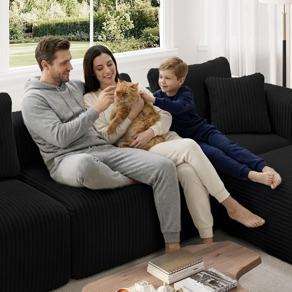 Novilla 106' Modular Sectional Sofa, Modern Cloud Sectional Couch with Smarts Coil® Support, U-Shape Boneless Couch for Living Room Apartments Bedroom, No Assembly Required (3 Seat w/ 2 Ottoman)