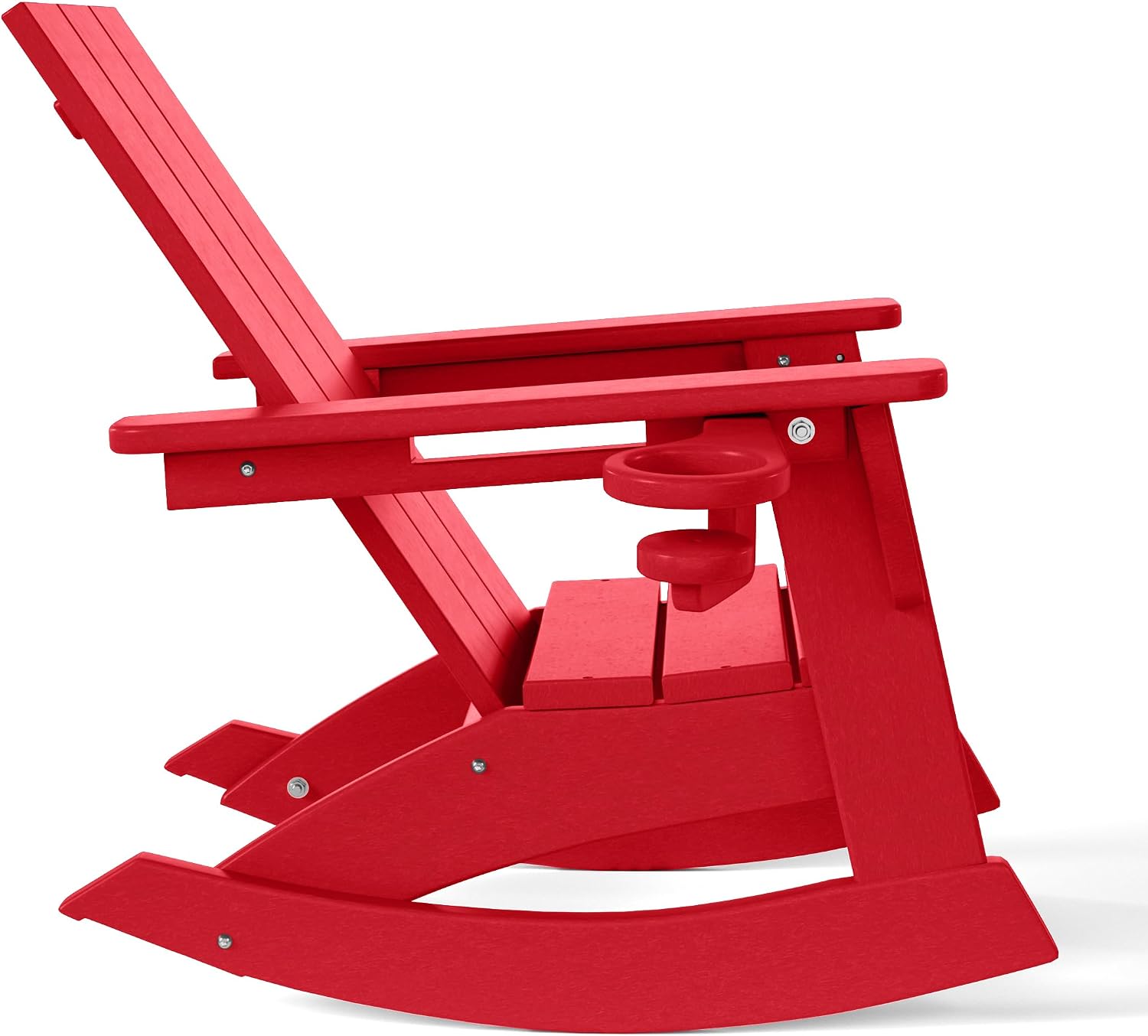 WestinTrends Ashore Outdoor HDPE Plastic Preschool Toddler Modern Adirondack Rocking Chairs (Set of 2), Red