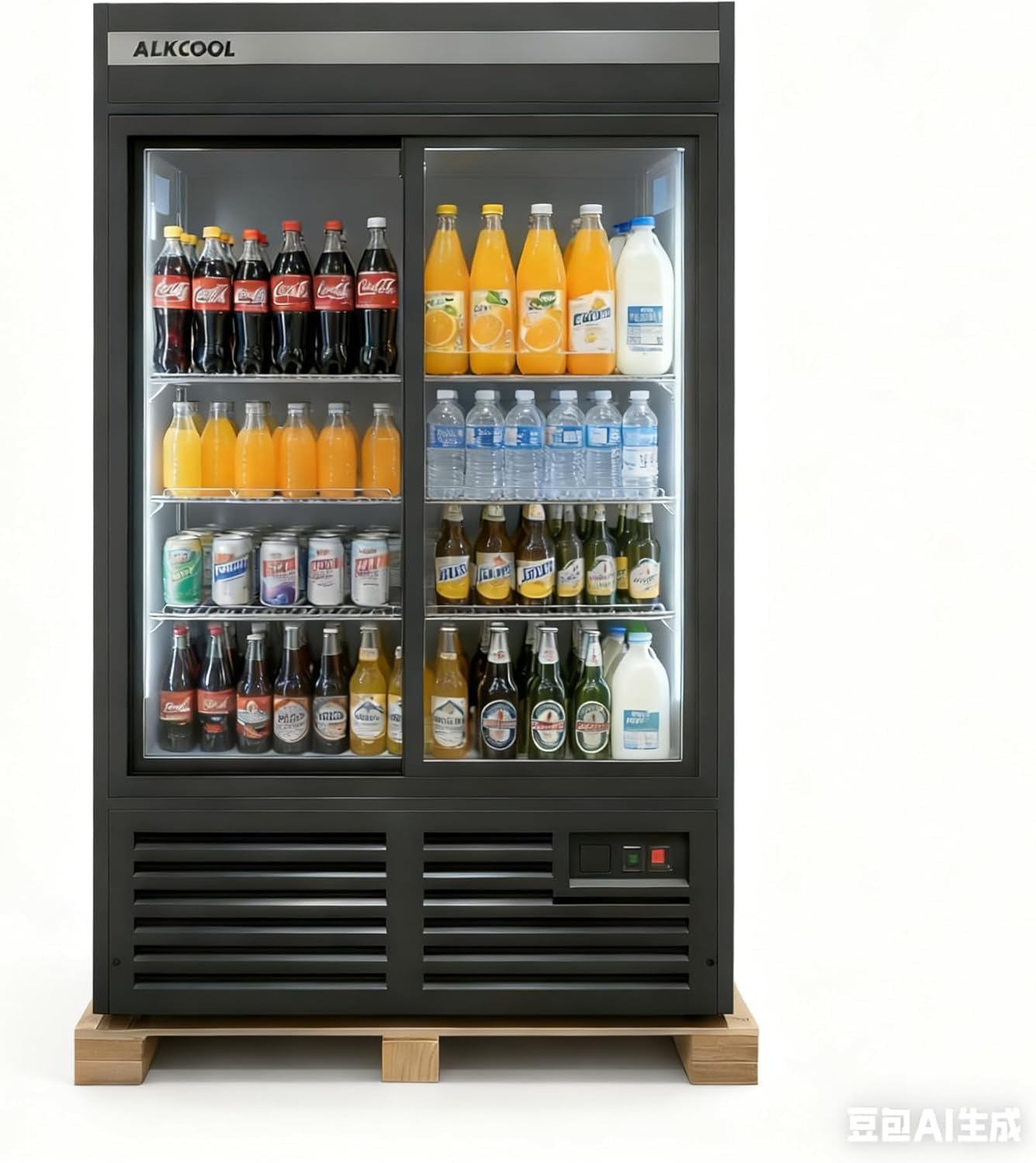 Commercial Flower Beverage Refrigerator Display Fridge,Two SLIDING Glass Door Drink Cooler Floral Display Fridge with LED Light Adjustable Shelves,ETL Sanitation,43 Cu Ft,47' Wide,Wheels Included
