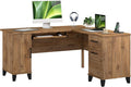 Bush Home 60-Inch L-Shaped Desk with Storage, Corner Computer Office Desk with Drawers and Storage Cabinet, Home Office Furniture, Somerset Collection, Fresh Walnut