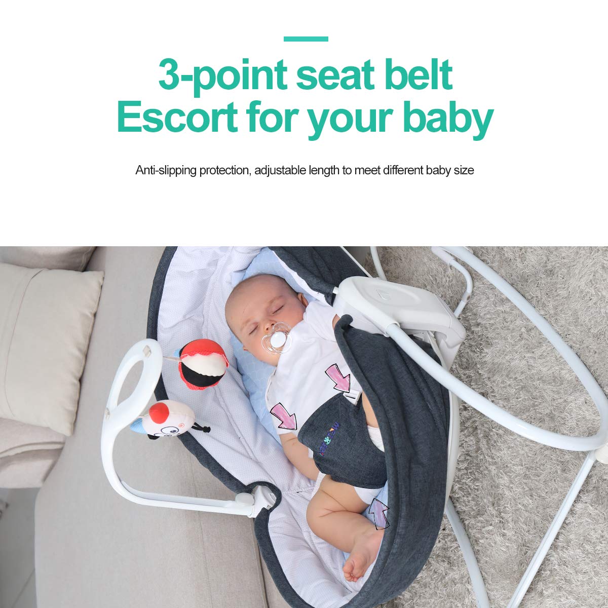 3-in-1 Baby Bouncers, Can sit and Lie Down, Brilliant Bouncer,Rocking Bouncer, Soothing Vibration, 3rd Gear Adjustment, Suitable for Babies Boys/Babies Girls/Newborns Baby