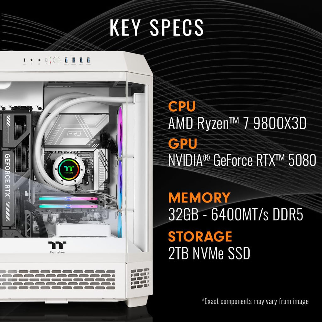 Thermaltake Reactor 9880S Gaming Desktop (AMD Ryzen™ 7 9800X3D, ToughRam 32GB DDR5 6400MT/s RGB Memory, NVIDIA® GeForce RTX™ 5080, 2TB NVMe M.2, WiFi, Windows 11) T6WT-X870-580-LCS