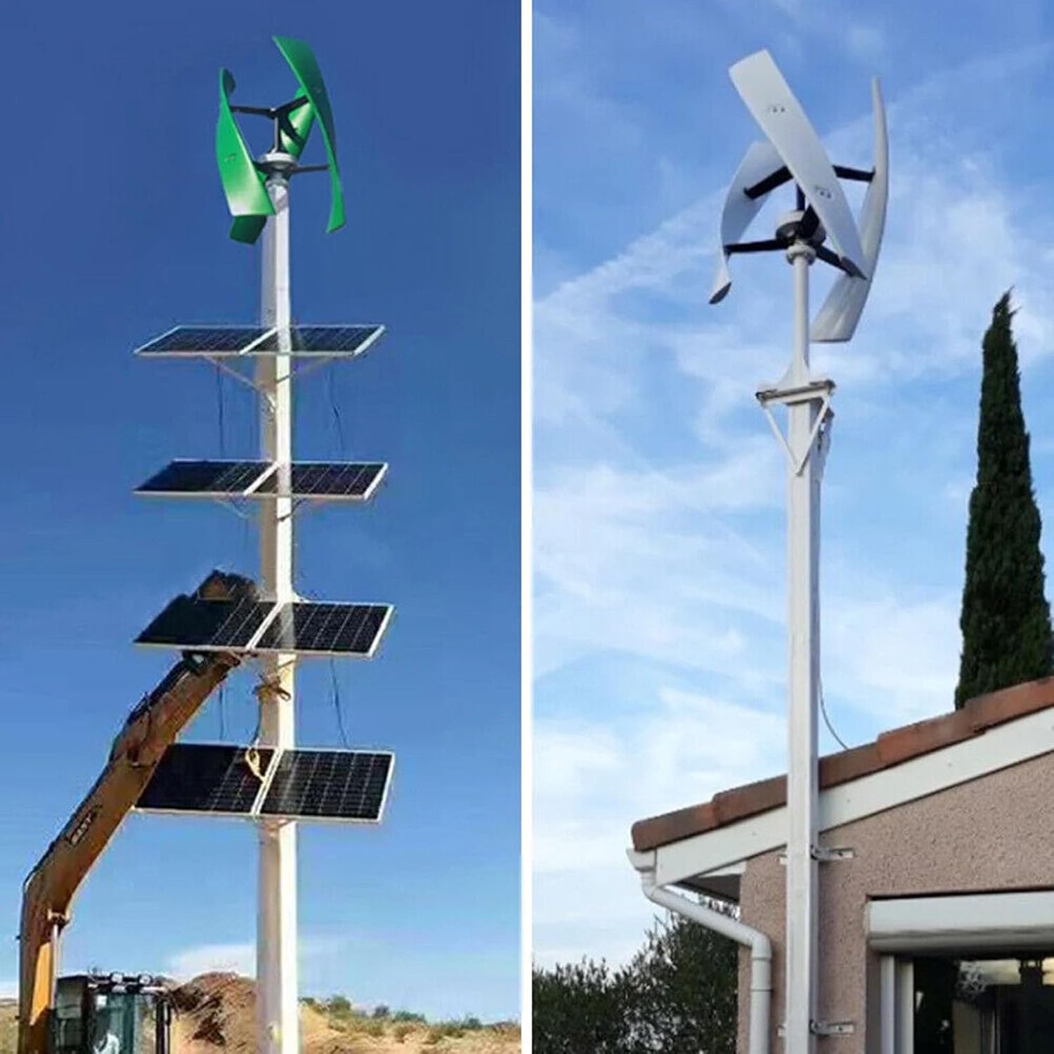 3000W Vertical Axis Wind Turbine Generator 12V 24V 48V Wind Turbine Generator Kit Free Energy Windmill Home Wind Turbine Maglev Breeze Start (Color : White, Size : 24V)