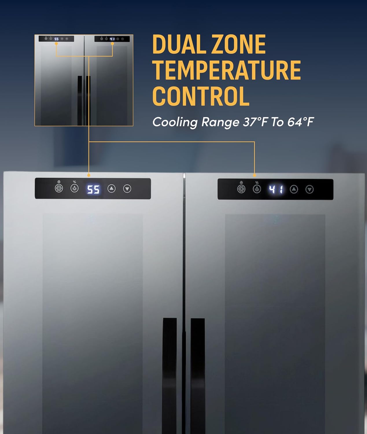 NewAir 20' Dual Zone Beverage Refrigerator & Wine Cooler for 12 Bottles & 39 Cans | Freestanding or Built-In Under Counter Mini Fridge for Beer, Wine and Soda | Black