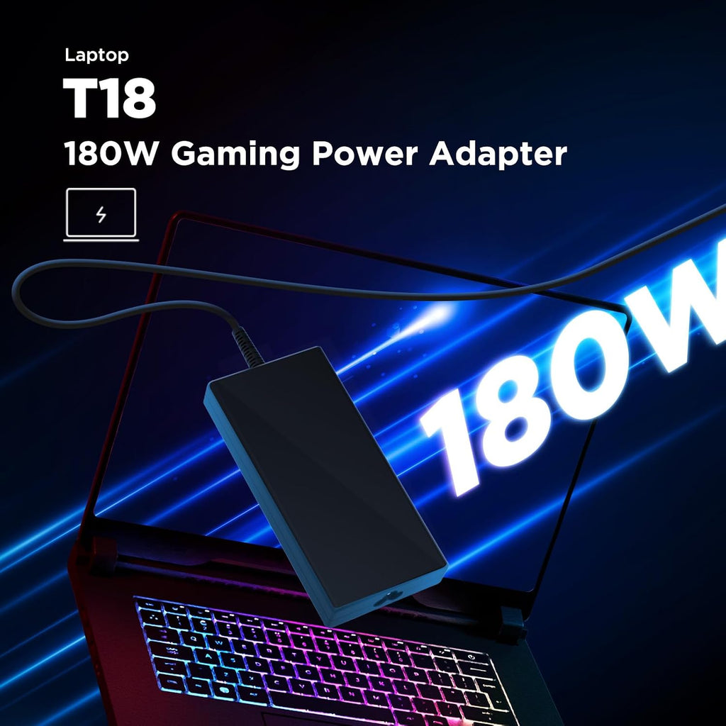 Innergie T18 180W 150W 19.5v 9.23a Universal Laptop Charger for MSI Gaming Laptop, MSI ac Power Cord, Universal Tips for Dell, ASUS, HP, Lenovo, Acer, and More. 9ft