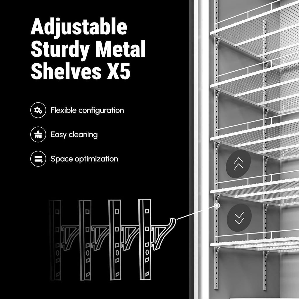 Yeego Commercial Display Beverage Refrigerator - 12.36 Cu.ft Vending Machine with LED Light and Adjustable Shelves, Drink Cooler 32-50°F for Supermarkets Business Grocery Stores Offices Home