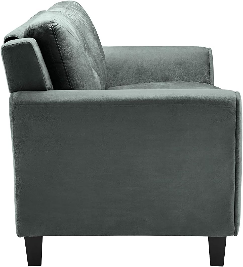 Studio Living Harrington 57.9' Loveseat, Transitional Modern, Pocket Coil Comfort, Easy Assembly, Microfiber Fabric, Dark Grey