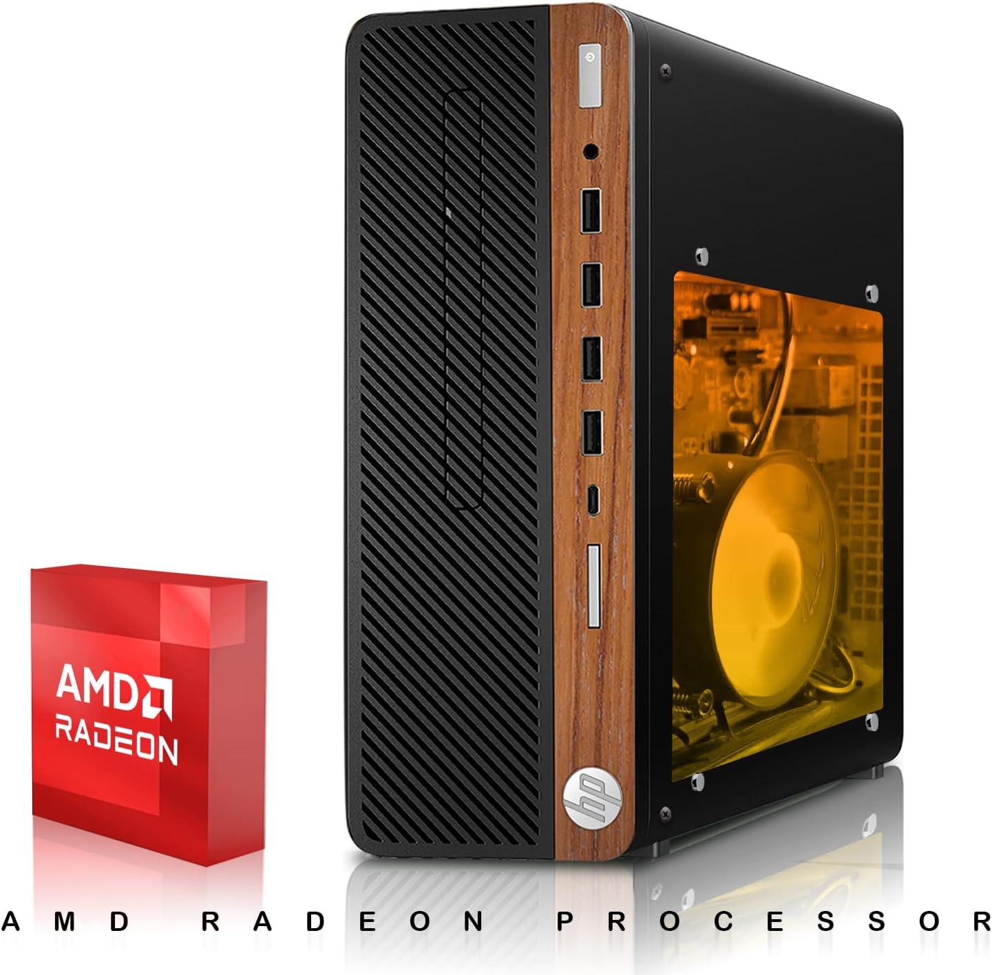 HP Half Dark Gaming PC Desktop Computer – AMD Pro A10-9700,GT 1030 Graphics,16GB RAM,1TB SSD,Dual 24 Inch Curved Monitor,RGB Keyboard with AI Copilot,Mouse,WiFi,RGB Headphone,Windows 11(Renewed)