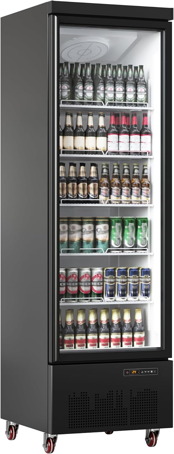 IDEALHOUSE Commercial Merchandiser Refrigerator, 17.7 Cu.Ft, Glass Door, Beverage Cooler, 5 Adjustable Shelves, Bar Fridge, Commercial Display, Large Capacity, Black, For Restaurant, Store, Bar