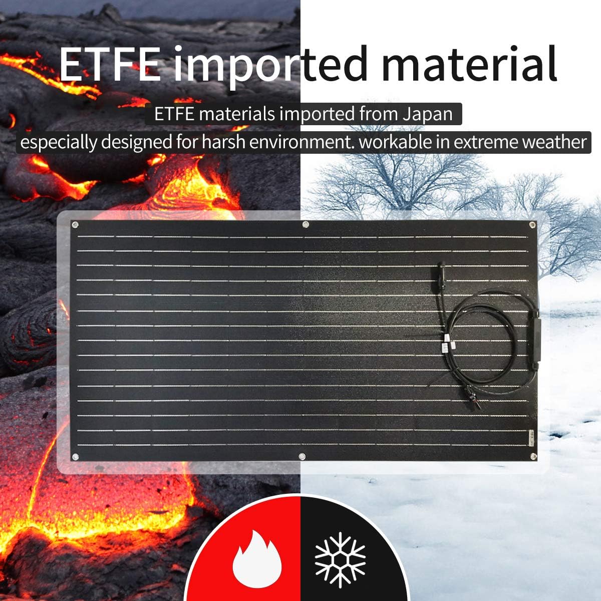 100W ETFE Flexible Monocrystalline Solar Panel for RV Boat + 400W 12V Wind Turbine Generator + Hybrid Controller + Solar Extension Cable - 500W Solar Wind Hybrid System